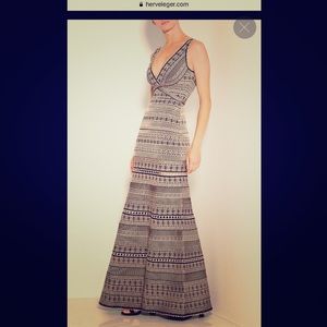 Herve Leger REGINA PLAITED LACE MERMAID GOWN